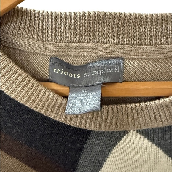 Tricots ST Raphael Size XL Men’s Long Sleeve Argyle 100% Acrylic Sweater - Picture 3 of 5